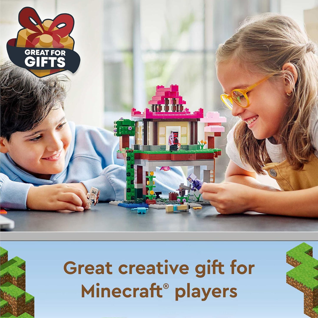 LEGO 21183 Minecraft Das Trainingsgelände, Haus und Höhle, Kinderspielzeug für Jungen und Mädchen ab