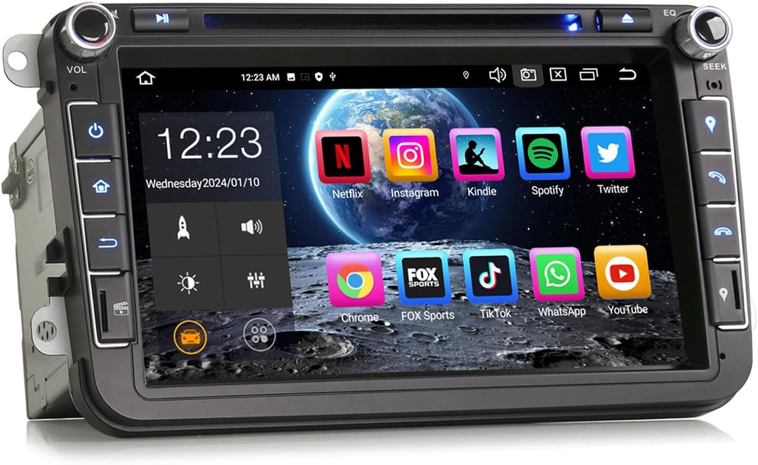 Erisin 8 Zoll Android 12 8-Kern DVD Autoradio Mit GPS Navi für VW Passat Golf 5/6 Touran Skoda Seat