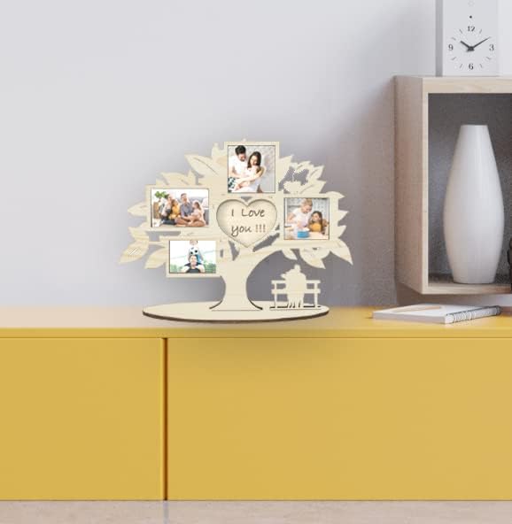 Pekiedo Bilderrahmen Lebensbaum aus Holz, Mehrfach-Bilderrahmen Love You, Geschenkidee für Freundin,
