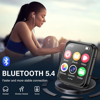 64GB MP3 Player mit Bluetooth 5.4, Full Touchscreen HiFi Verlustfreier Ton Music Player mit 720P HD-