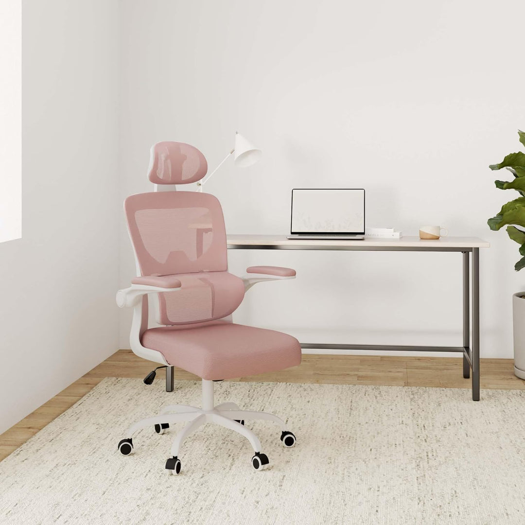 naspaluro Ergonomischer Bürostuhl: Schreibtischstuhl mit C-förmiger Lordosenstütze,Verstellbarer Kop