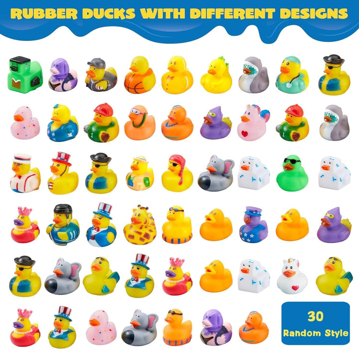 KAHEIGN 30Pcs Gummi Badeenten Bunt Gummiente, 5cm Badewannenspielzeug mit Netztasche, Niedlich Gummi