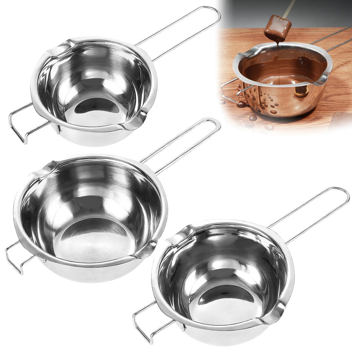 3 Stück Kerzenwachs Schmelztopf, 400ml, 600ml, 1000ml Schokolade Schmelzen Topf, 304 Edelstahl Wasse