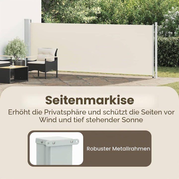 vidaXL Seitenmarkise Ausziehbar UV- und Wasserbeständig Sonnenschutz Sichtschutz Windschutz Seitenro