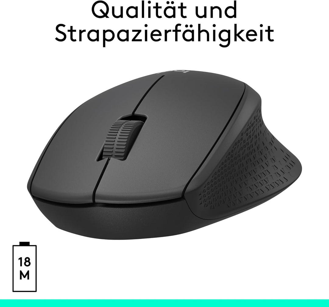 Logitech M330 SILENT PLUS Kabellose Maus, 2,4 GHz mit USB-Nano-Empfänger, 1000 DPI Optical Tracking,