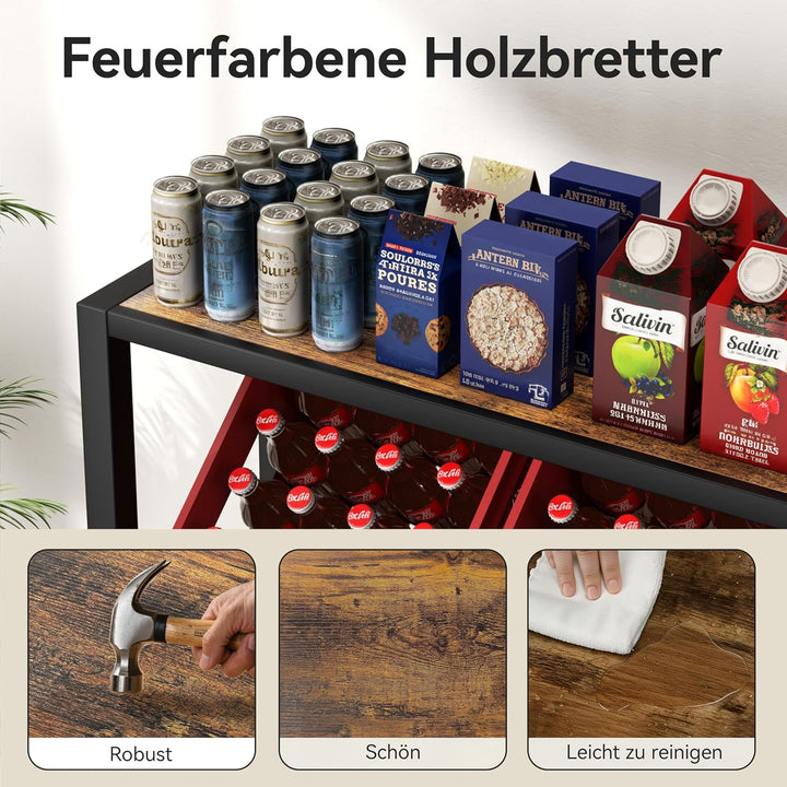 Josmimic Getränkekistenregal mit Ablage für 4 Kästen – Stabiles Metallregal in Schwarz, Platzsparend