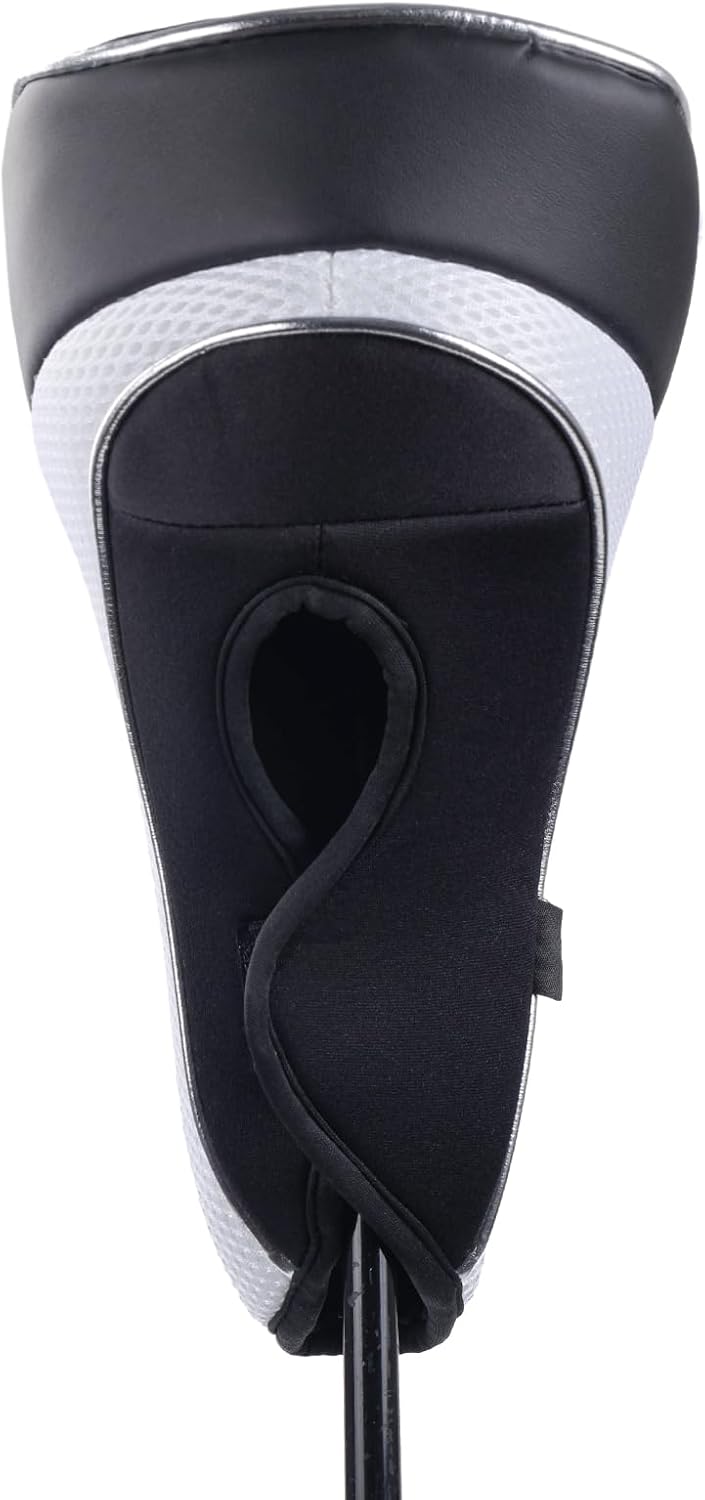 Andux Golf Schlägerkopfhüllen Holzkopfhüllen 460CC Driver Haken & Schlaufe 3 Stück Schwarz/Weiss, Sc