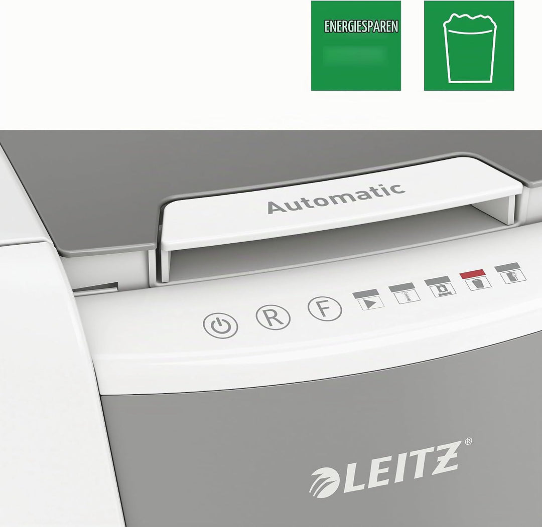 Leitz IQ Autofeed Office Mikroschnitt Aktenvernichter P5, 150 Blatt, 44l-Abfallbehälter, Weiss, 8014
