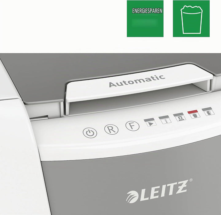 Leitz IQ Autofeed Office Mikroschnitt Aktenvernichter P5, 150 Blatt, 44l-Abfallbehälter, Weiss, 8014
