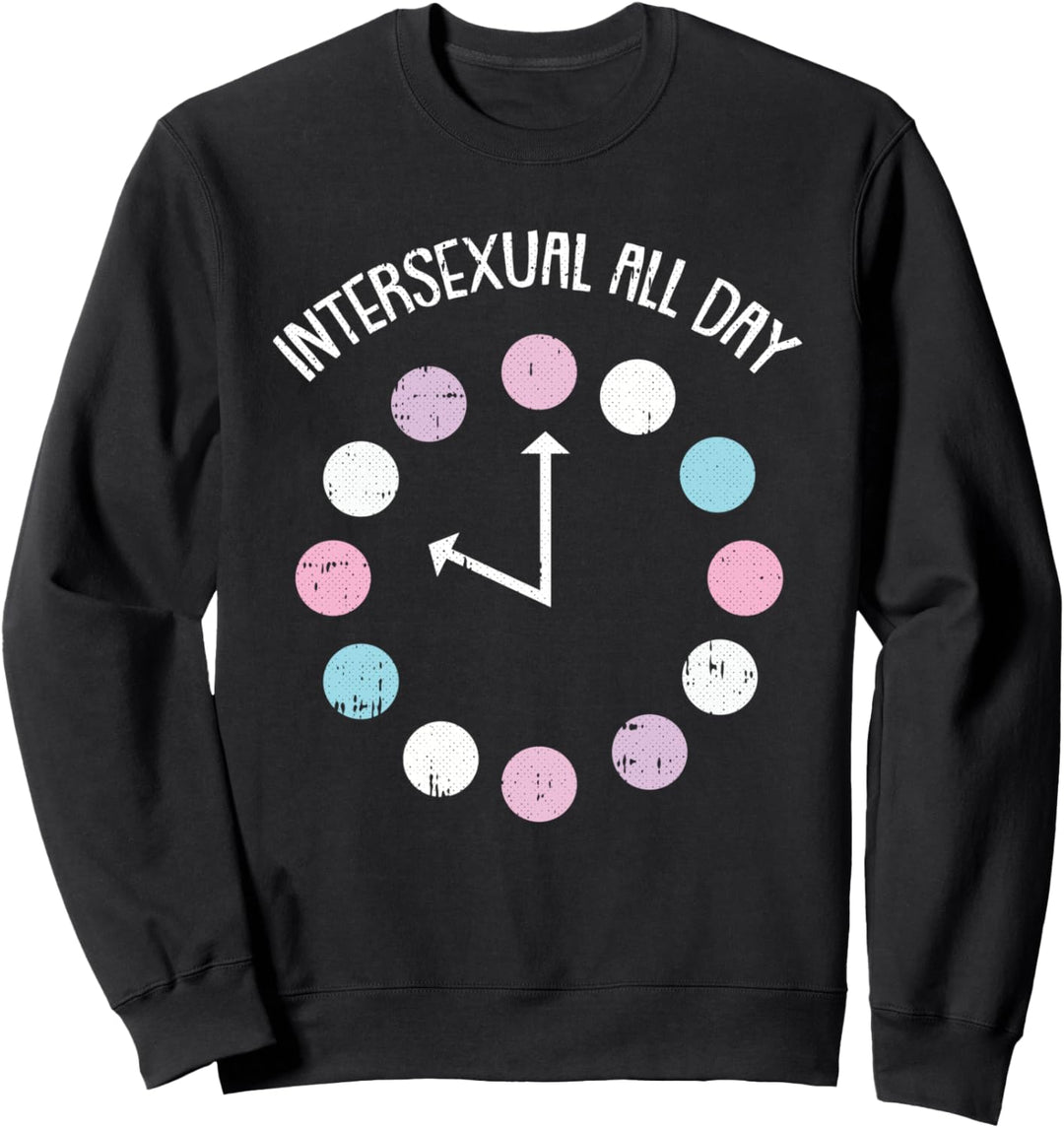 Intersexual All Day LGBT-Q Pride Funny Clock Proud Ally Sweatshirt