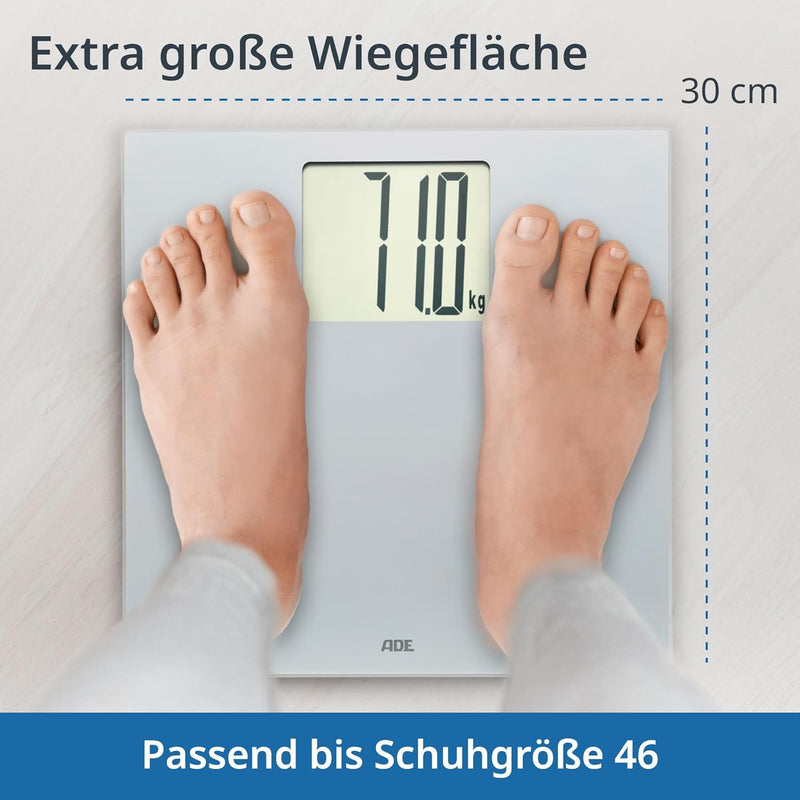 ADE Digitale Personenwaage mit grossem XXL-Display | Körperwaage besonders gut ablesbar | Badezimmer