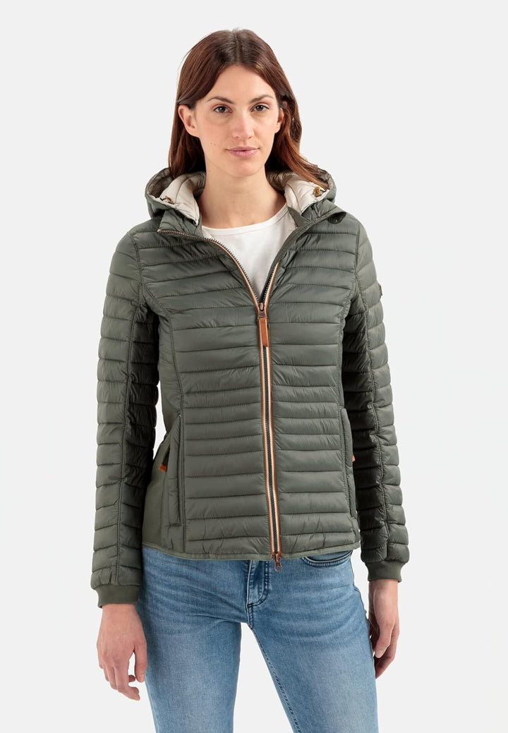 camel active Damen leichte Steppjacke mit Abnehmbarer Kapuze 42 Steppjacke Khaki, 42 Steppjacke Khak