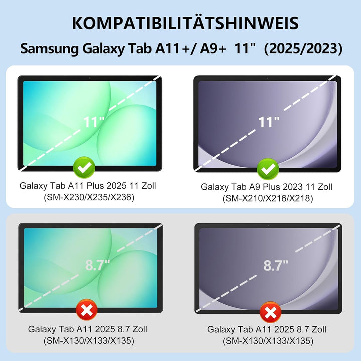 Tastatur Hülle für Samsung Tab A11+ Plus/A9+ Plus 11 Zoll,Deutsches QWERTZ-Layout Tastaturen Hülle m