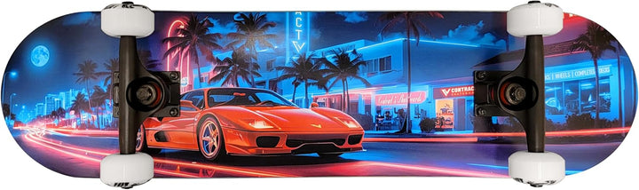 Komplett Skateboard Miami-Beach - für Kinder und Jugendliche - 7-lagiges Ahornholz Deck - Medium Con
