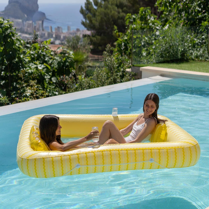 Flamingueo Luftmatratze Pool - Wassermatratze - Extra gross - Gitterboden - Zwei Getränkehalter - Zw