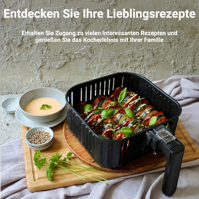 KLAMER Heissluftfritteuse 5,5l XXL, ölfreie Friteuse, 1700W Airfryer mit LED-Touchscreen, digitalem