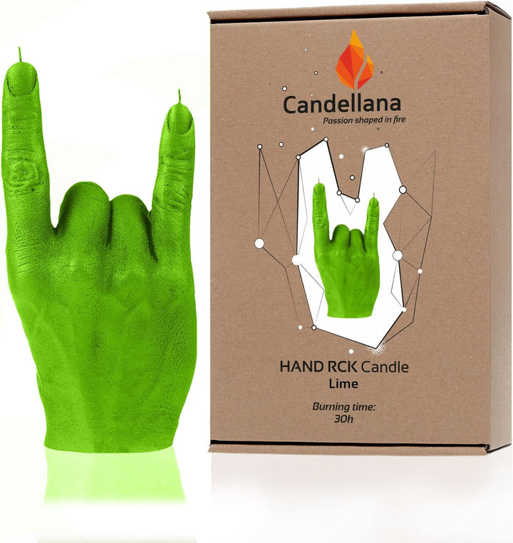 Candellana Hand RCK Kerze - Hand Figur - Coole Deko - Gothic Deko - Grunge Deko Kerze - Heavy Metal