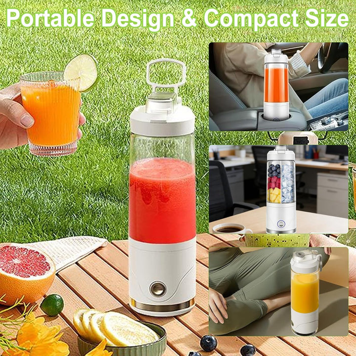 Tragbarer Mixer Smoothie Maker, 650ml Abnehmbarer Behälter mit 4000mAh Kabellos, Mini Standmixer Zer