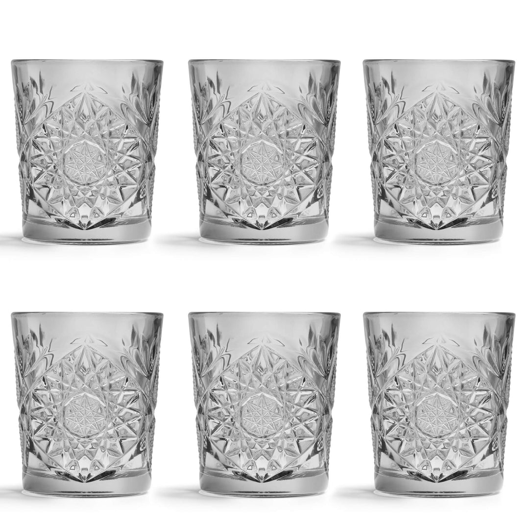 Libbey Trinkglas Hobstar Grau - 355 ml / 35,5 cl - 6 Stück - Vintage-Design - spülmaschinenfest - ho