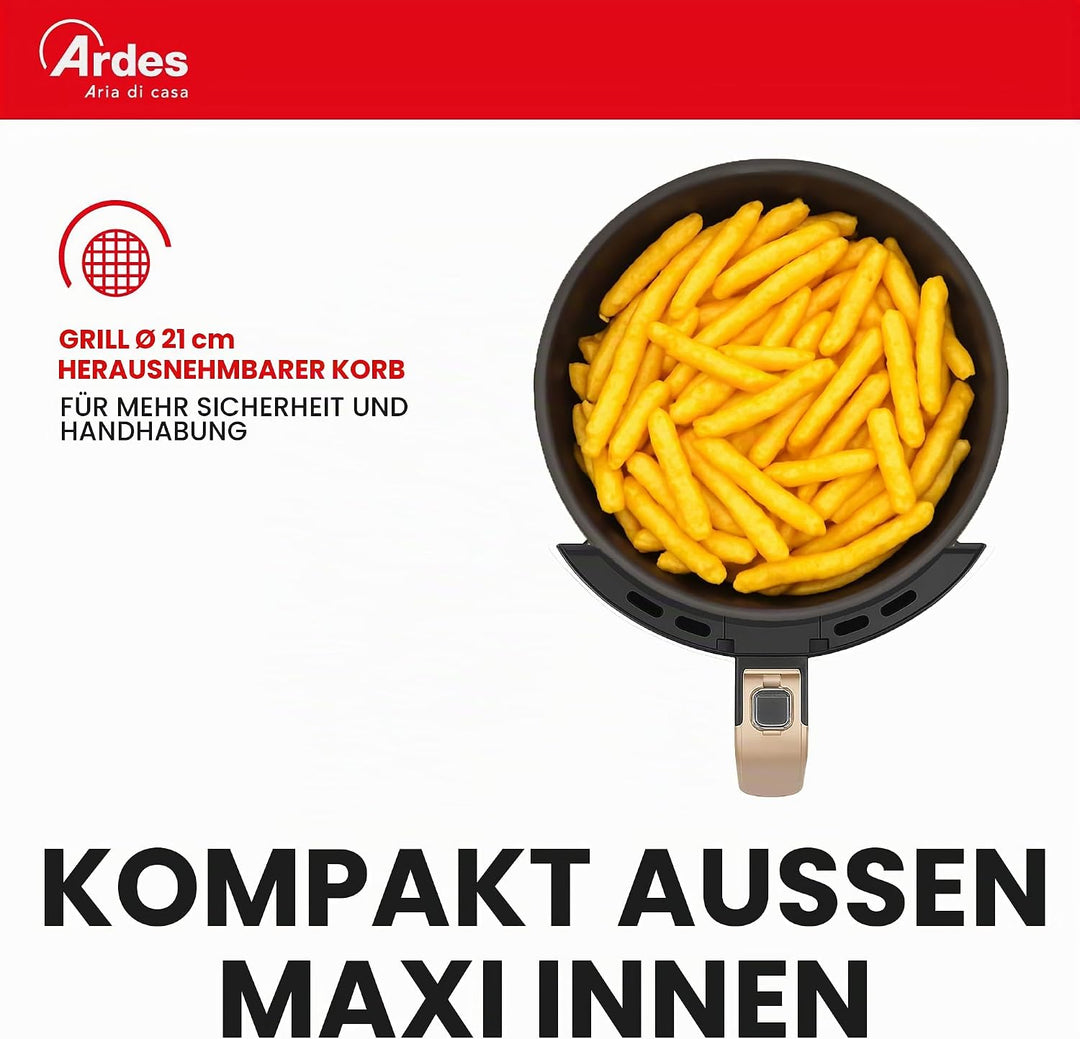 ARDES - Heissluftfritteuse 5 Liter Fassungsvermögen Air Fryer Maxi mit Digitalanzeige und 60-Minuten