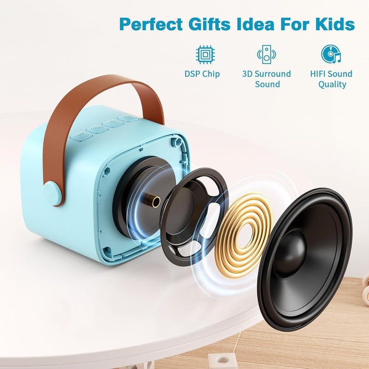 Mini-Karaoke-Maschine mit 2 kabellosen Mikrofonen, Top-Tragbare Bluetooth-Karaoke-Maschine für Kinde
