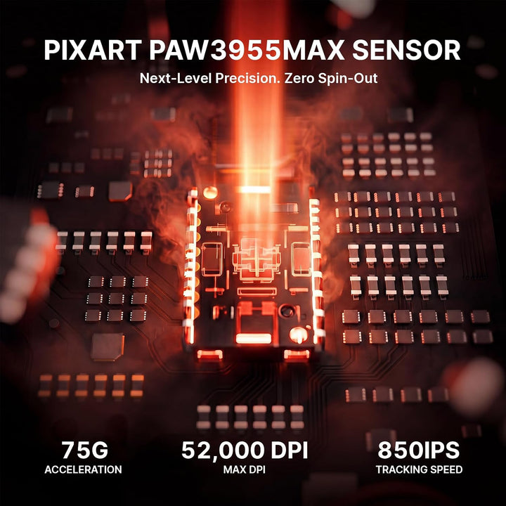 ATTACK SHARK RS3 Ultra Kabellose Gaming Maus, PAW3955MAX Sensor, Nordic 54L15 Chip, Kohlefaser, 8K P