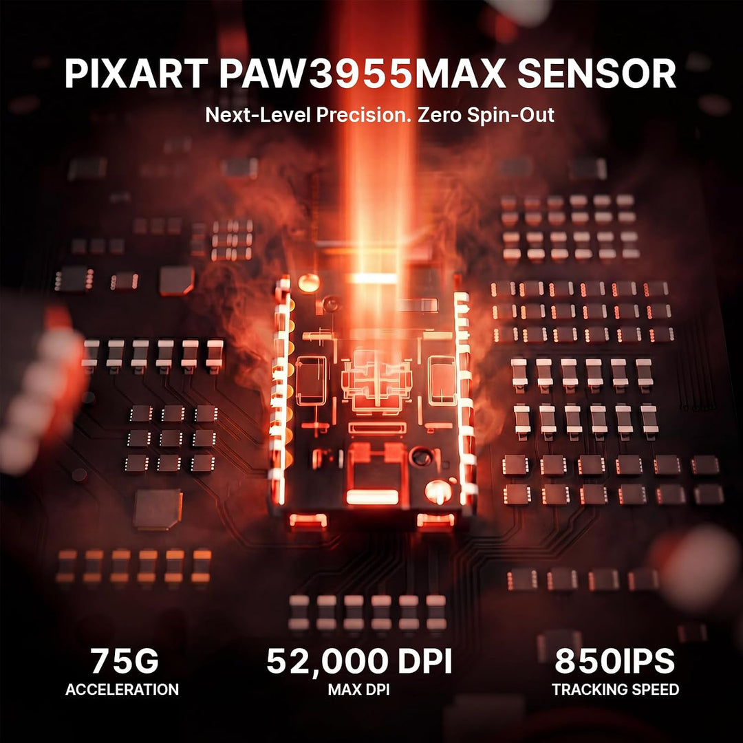ATTACK SHARK RS3 Ultra Kabellose Gaming Maus, PAW3955MAX Sensor, Nordic 54L15 Chip, Kohlefaser, 8K P