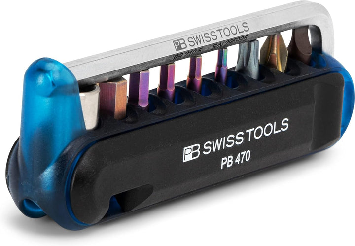 PB Swiss Tools Fahrrad Multitool PB 470 | 100% Swiss Made | Multitool Werkzeug mit Bits, Winkelschra