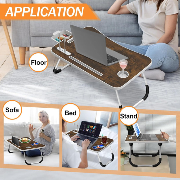 Klappbarer Laptop-Schreibtisch 60x40cm – Leichter, Multifunktionaler Bett Schreibtisch mit Kartensch