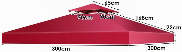KOMFOTTEU 3 x 3 M Pavilliondach, Ersatzdach für Pavillion, Dachplane für Garten Balkon Strand, wasse