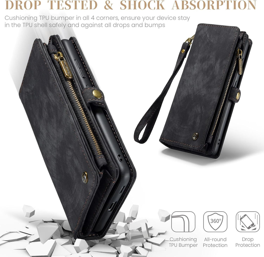 UFinetech für Samsung S23 FE Hülle, Stossfest Kartenfach Magnetisch Abnehmbare Tasche Samsung Galaxy