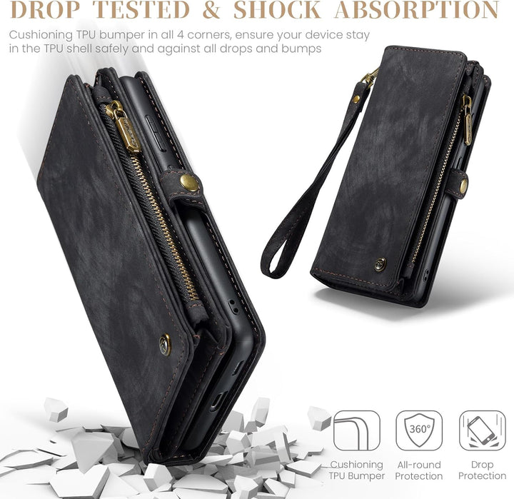 UFinetech für Samsung S23 FE Hülle, Stossfest Kartenfach Magnetisch Abnehmbare Tasche Samsung Galaxy