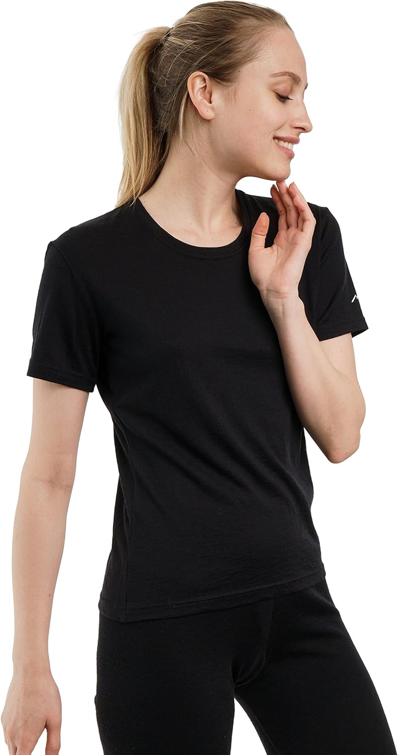Merino.tech 100% Merino Shirt Damen Wandern - Merinowolle Tshirt Damen Kurzarm - Sport Thermo Unterh