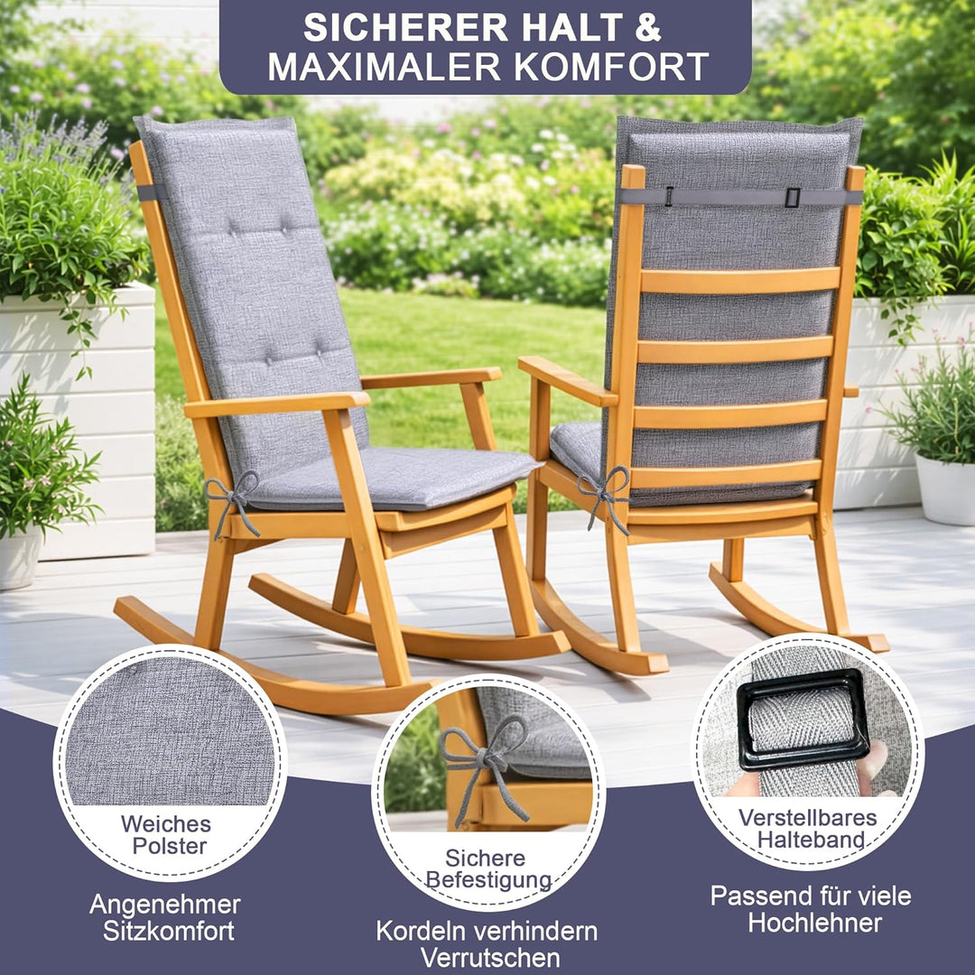 Relexo Premium - Hochlehner Auflage Gartenstuhl Stuhlauflage mit Polster, Outdoor Sitzkissen &amp; Stuhl