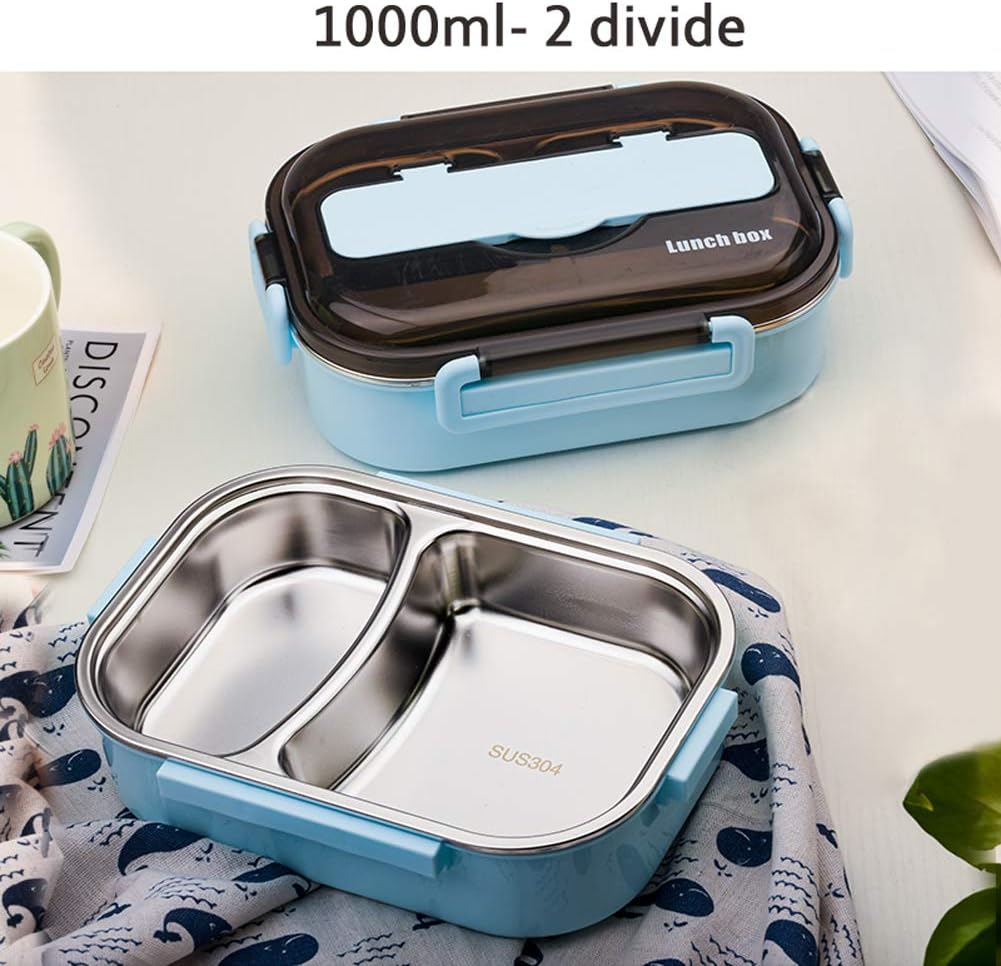 amropi Brotdose aus Edelstahl,Lunchbox mit 2/3/4/5 Fächern,mit Stäbchen und Löffel,Bento Box zum Wan