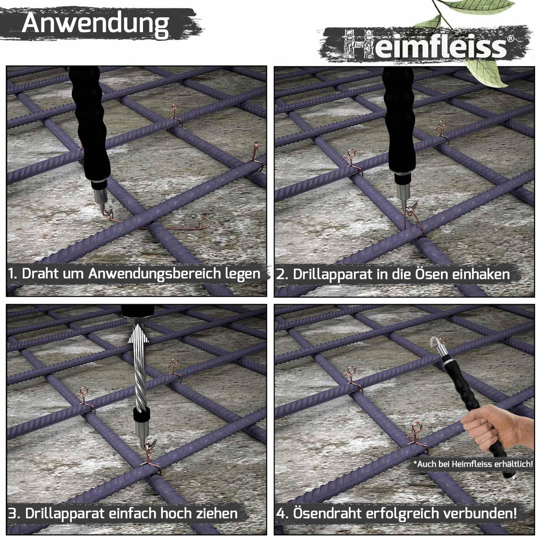 Heimfleiss® Rödeldraht Bindedraht ummantelt in grün 1,4 x 100 bis 300 mm (1000 Stk.) - rostfreier &