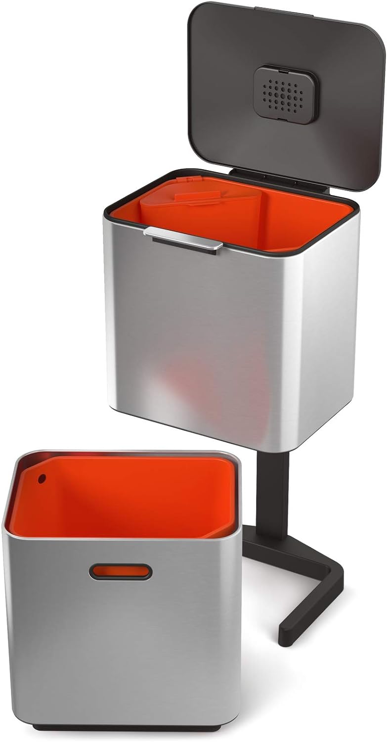 Joseph Joseph 30060 Totem Max. 60-Liter-Mülltrennungs- und Recyclingeinheit - Rostfreier Stahl Rostf