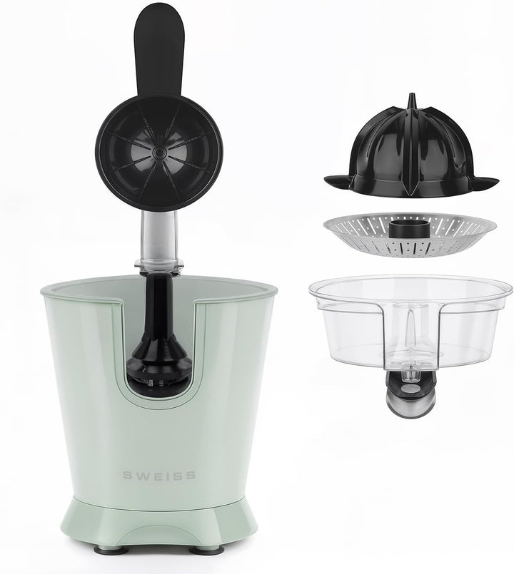 SWEISS ZEST7 Elektrische Zitruspresse, professionell, tropffreier Ausgiesser, spülmaschinenfest, lei