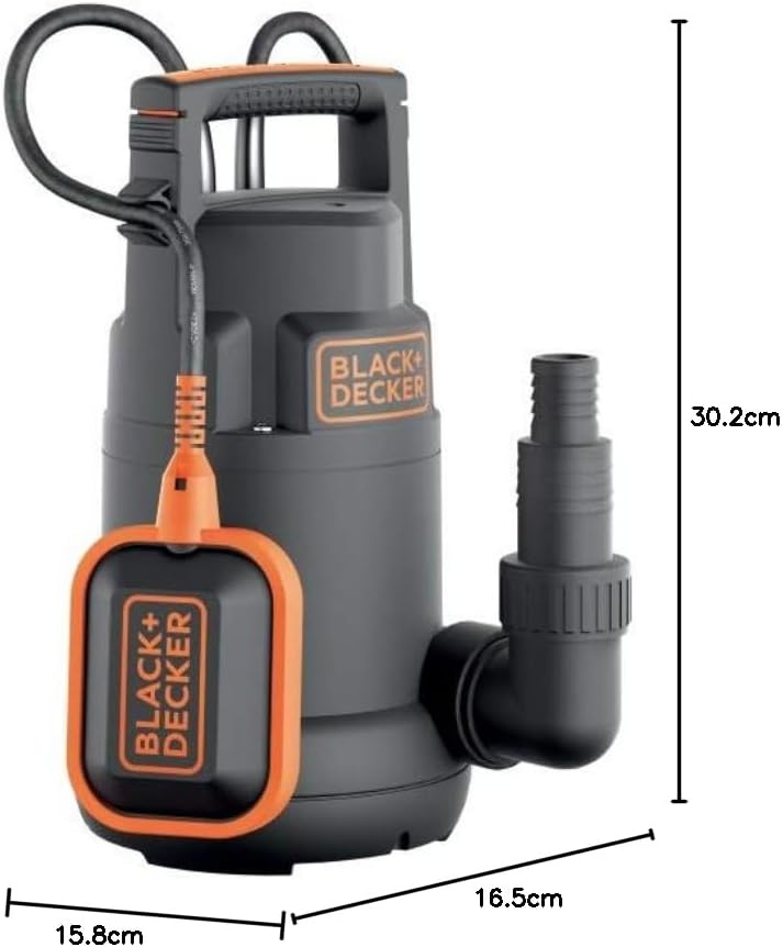 BLACK+DECKER BXUP250PCE Tauchpumpe für Klarwasser (250 W, max. Förderleistung 6000 l/h, max. Förderh