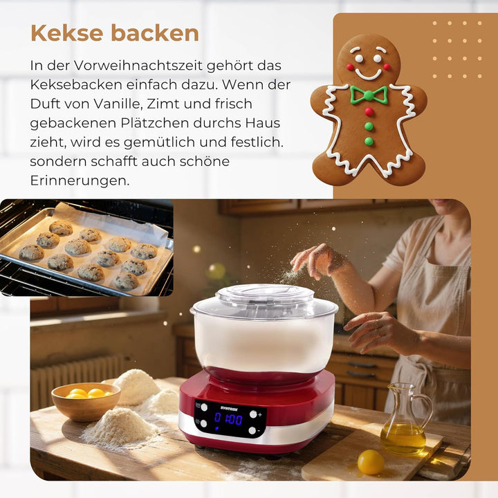 Syntrox Küchenmaschine & Knetmaschine Zaurak 5 Liter, Multifunktionale Aufsätze, Küchenmaschine mit