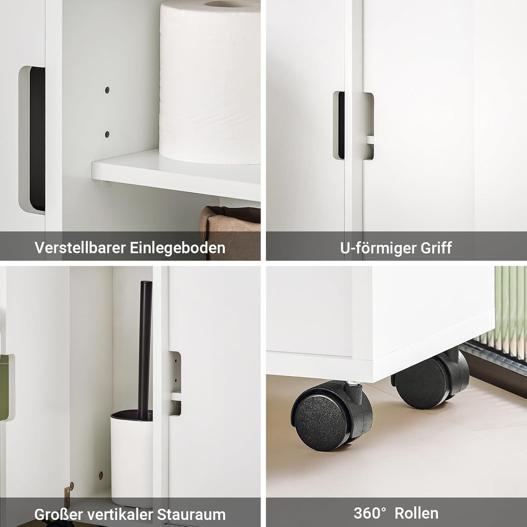 SoBuy BZR02-W Nischenschrank aus Holzwerkstoff, mit offener Ablage Badrollwagen Seitenschrank Badezi