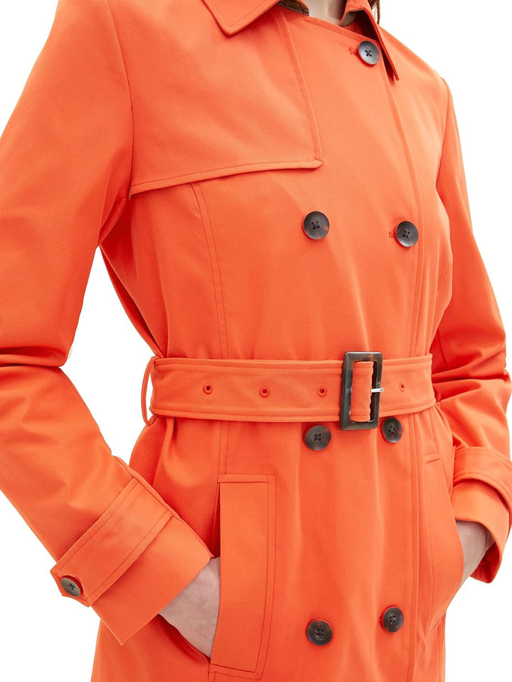 TOM TAILOR Damen Basic Trenchcoat mit Gürtel, 15612 - Fever Red