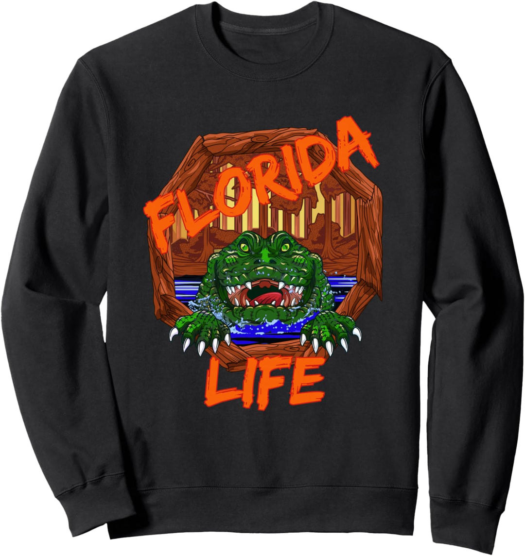 Gator kriecht aus dem Sumpf Florida Life Sweatshirt