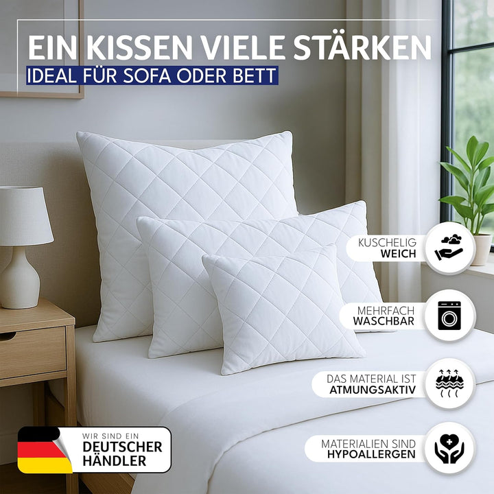 Gentle North Kopfkissen (80x80 cm gross) - Kissen für Bett und als Dekokissen - Mit Reissverschluss
