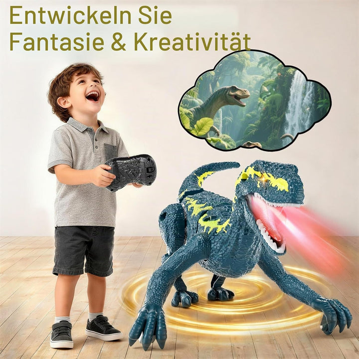 Fernsteuerungs-Dinosaurier für Kinder ab 3, 2,4 GHz RC-Dino mit 3D-Augen &amp; 3 Geräuschen, interaktive