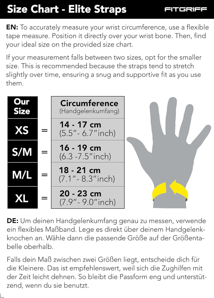 Fitgriff® Elite Straps 2.0 - Zughilfen mit Gummi-Pad für Krafttraining - Bodybuilding, Fitness, Gym