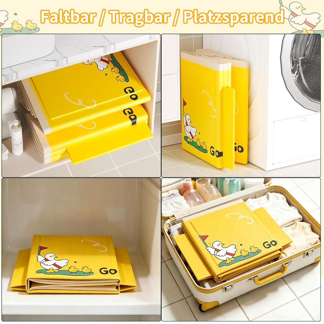 Babybadewanne Faltbare, Integrierte Baby Badewanne mit Stabilen Standfüssen und Doppeltem Ablauf, Re
