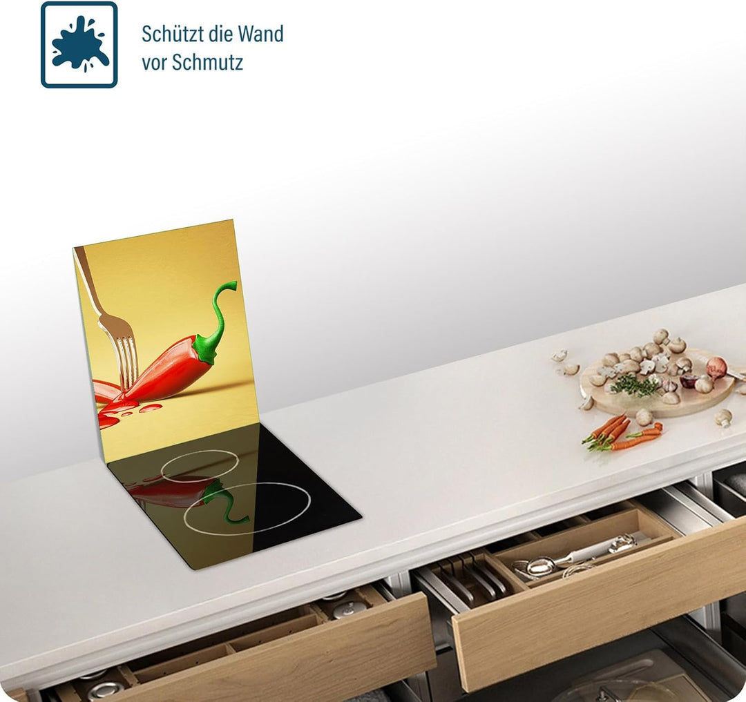SFArt Herdabdeckung Glas – Gehärtetes Glas Schneidebrett & Ceranfeld Abdeckplatte 1 Teilig 30x40– Hy