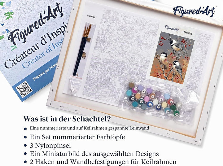 Figured'Art Malen Nach Zahlen Erwachsene Mit Rahmen Gesicht und Blumen - Paint by Numbers Basteln DI