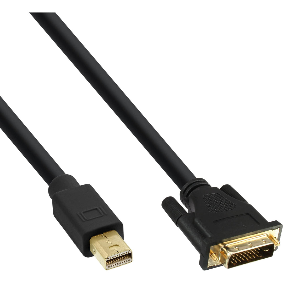 InLine 17224 Mini DisplayPort zu DVI Kabel, Mini DisplayPort Stecker auf DVI-D 24+1 Stecker, schwarz